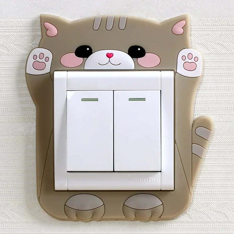 Luminous Silicone Switch Cover | Kawaii Cartoon Animal 3D Sticker for Kids Room detail view