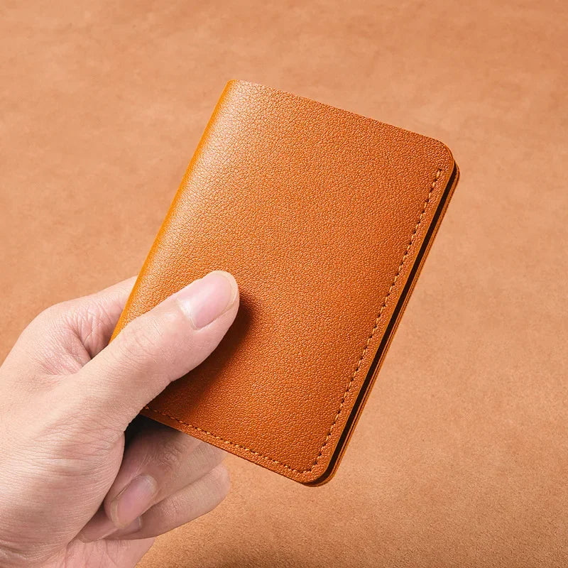 Compact Leather Card Wallet for Men and Women | Minimalist Everyday Carry close-up view