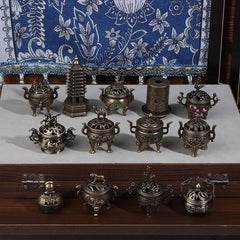 Alloy Lucky Incense Burner Bowl Incense Holder With Handle | Ancient Style Yoga Meditati detail view
