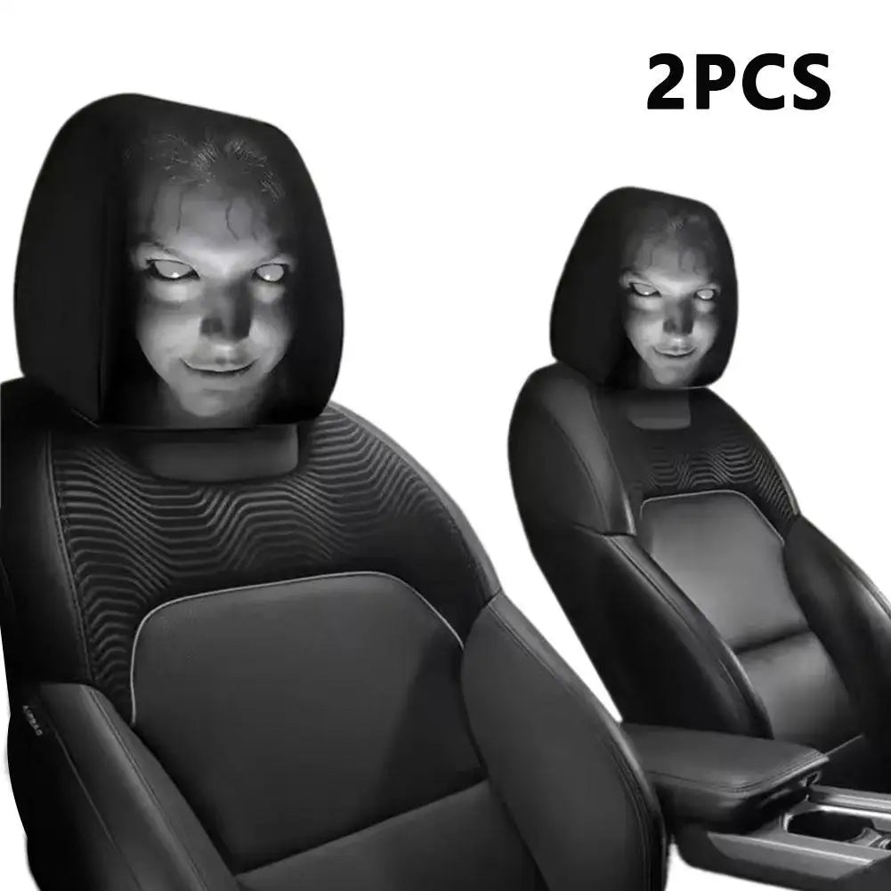 Skull Car Headrest Covers Universal Elastic Fit Halloween 2-Piece alternate view