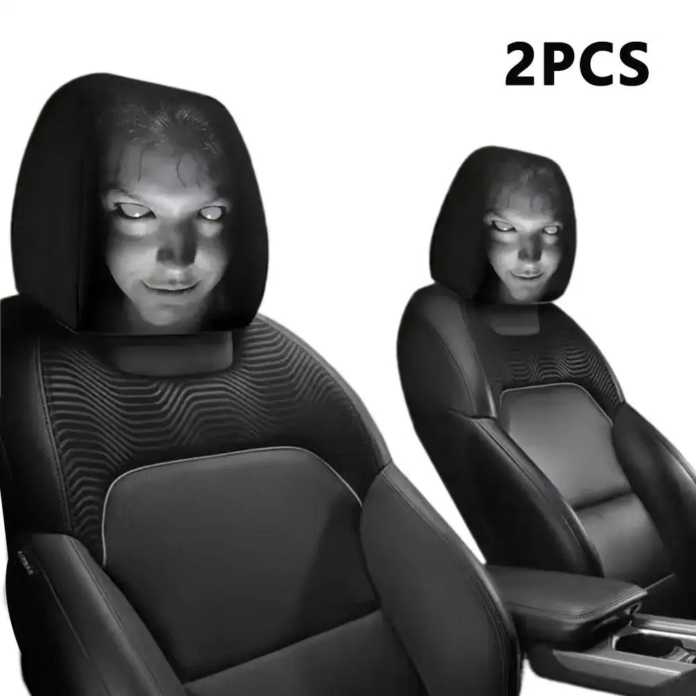 Skull Car Headrest Covers Universal Elastic Fit Halloween 2-Piece alternate view