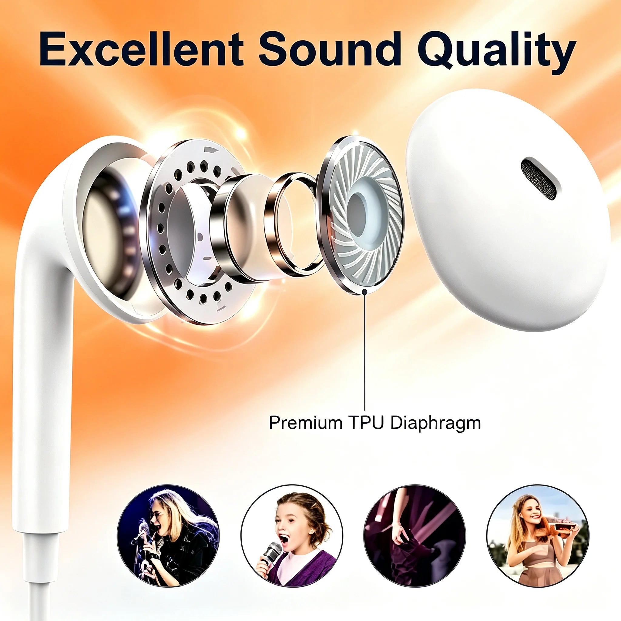 TypeC Wired Headphone Suitable For IPhone15 16 Earbuds Xiaomi 17 15 14 13 12 3.5MM AUX R detail view