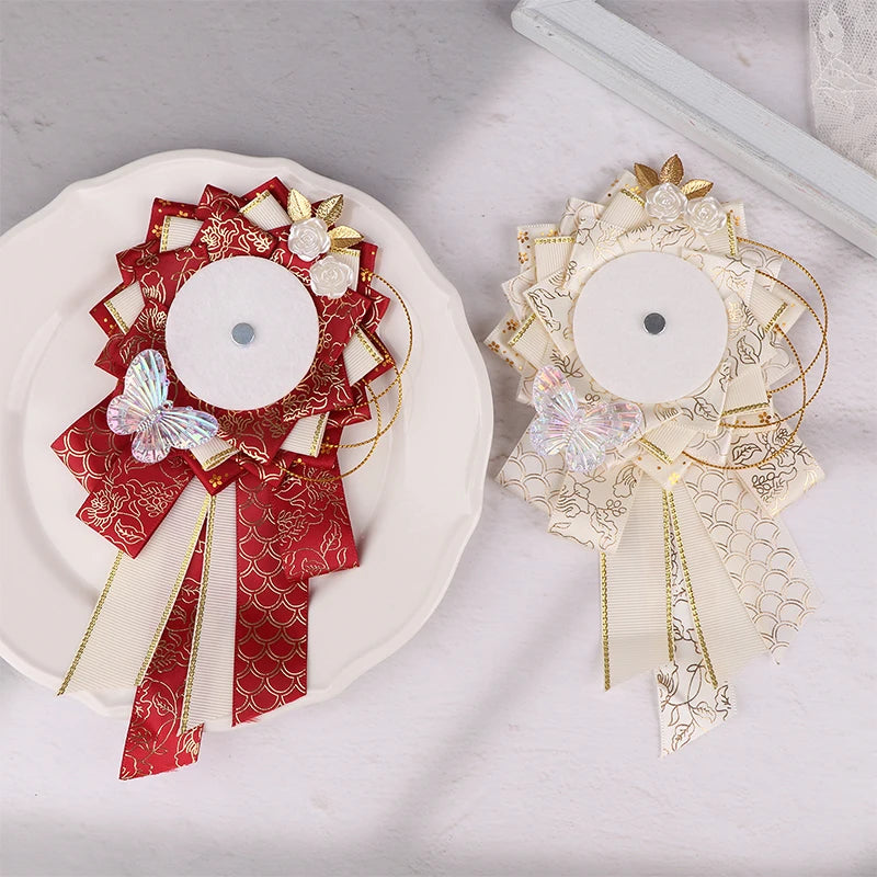Ribbon Cosplay Bags Rosette Protection Flower Pin Holder Badge Accessories Fill Backp lifestyle view