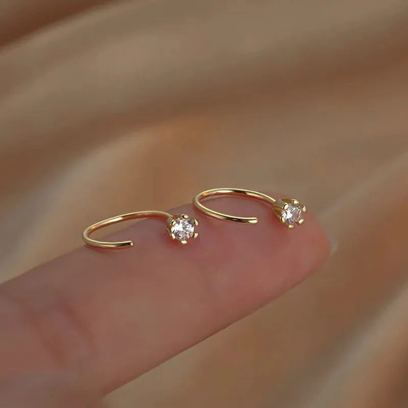 Elegent Minimalist Zircon Stud Earrings for Teens Ear Piercing Earrings Women Men Wed lifestyle view