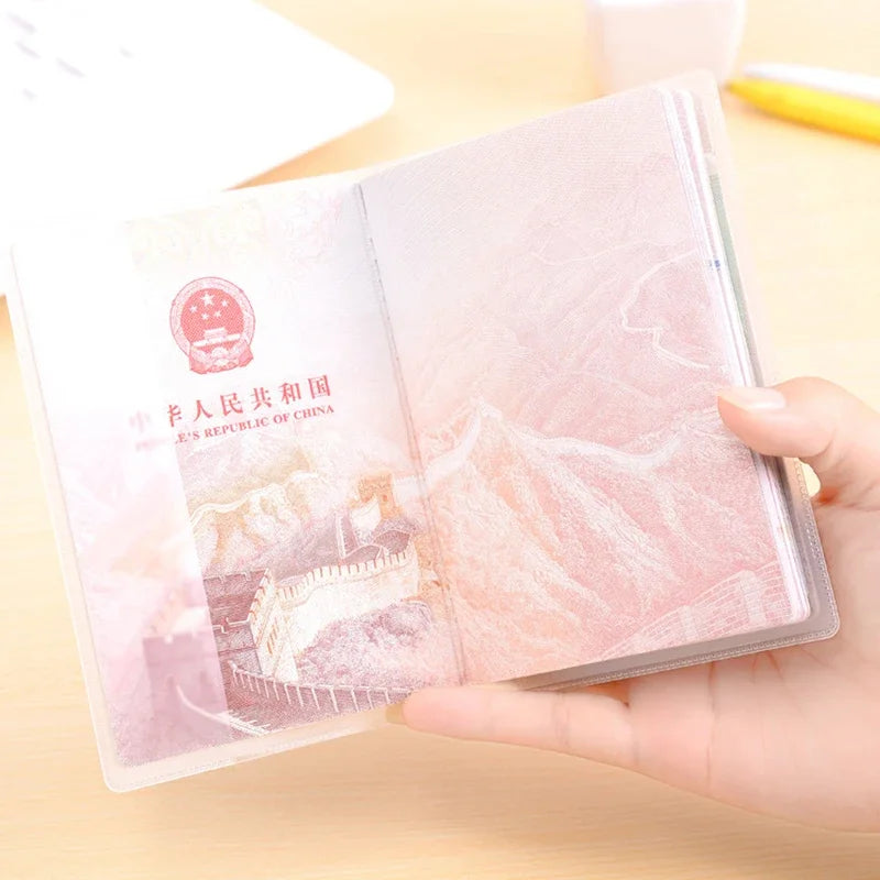 eTya Travel Waterproof Passport Holder | Transparent PVC ID and Credit Card Wallet close-up view