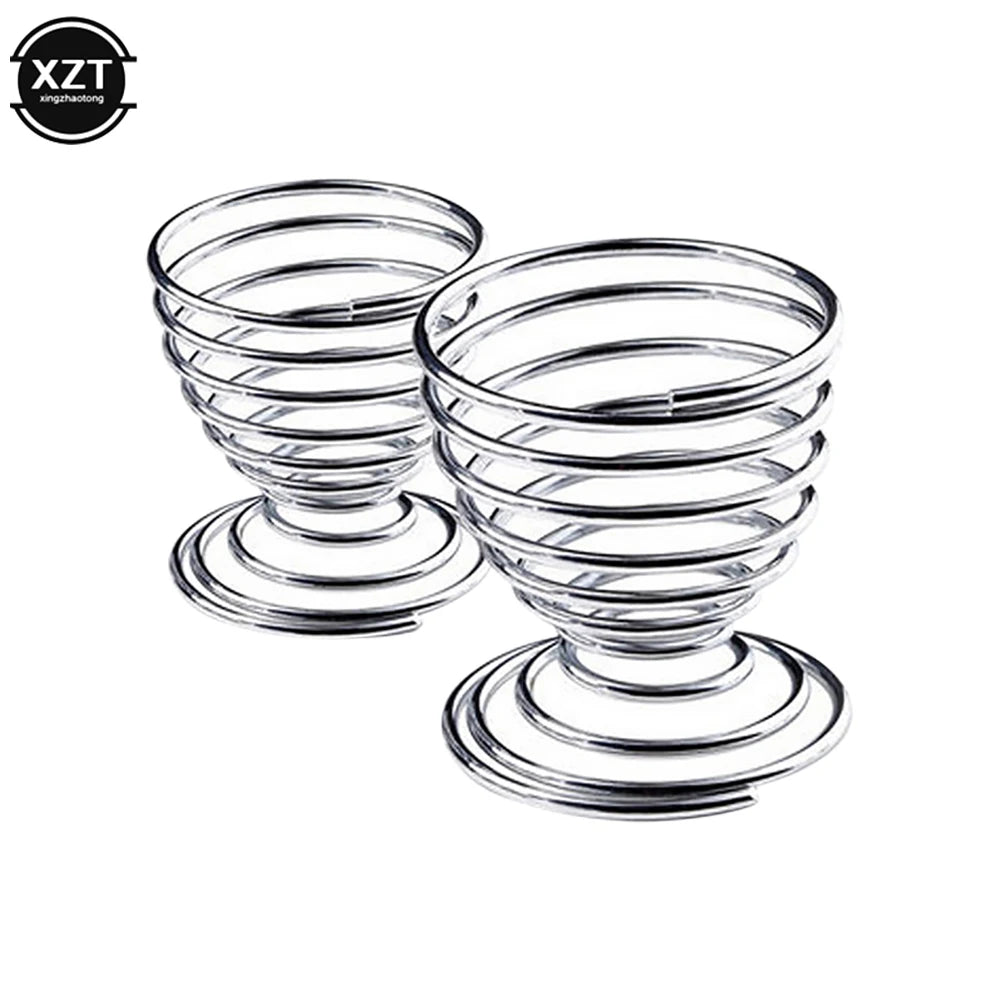 2PCS Spiral Egg Holder for Hard Boiled Eggs | Stainless Steel Egg Cup Kitchen Gadge additional angle