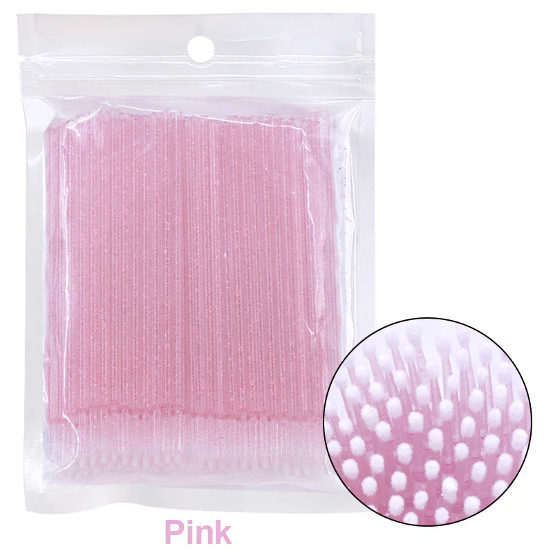 100Pcs Eyelash Cleaning Brush Lash Extension Micro Cotton Swab Individual Eyelashes Microbrush Beauty Makeup Clean Remover Tools