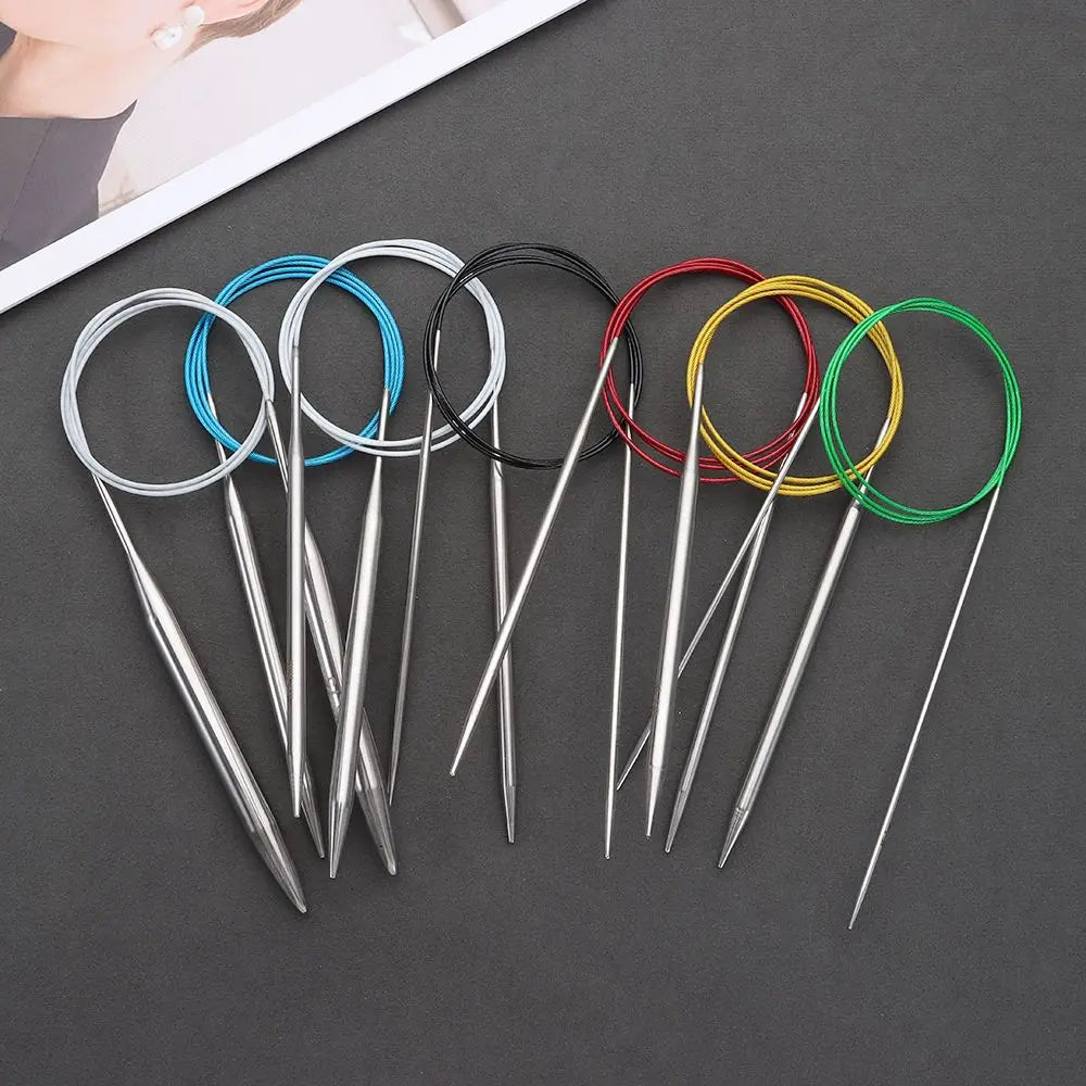 80/100cm Stainless Steel Circular Needle Round Weaving Knitting Needles Handmade Crochet Hook DIY Cr
