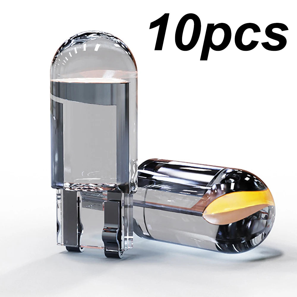 10X New W5W LED T10 Car Lights COB Glass Interior Parts Bulbs White ice blue Yellow Auto License Pla