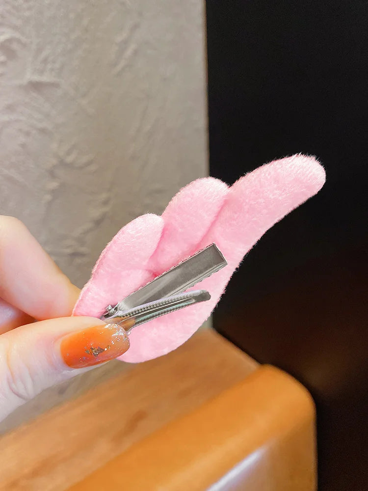 2Pcs Angel Hair Clips Girls Kids Cartoon Plush Pins Barrette White Wing Hair Hoop C additional angle