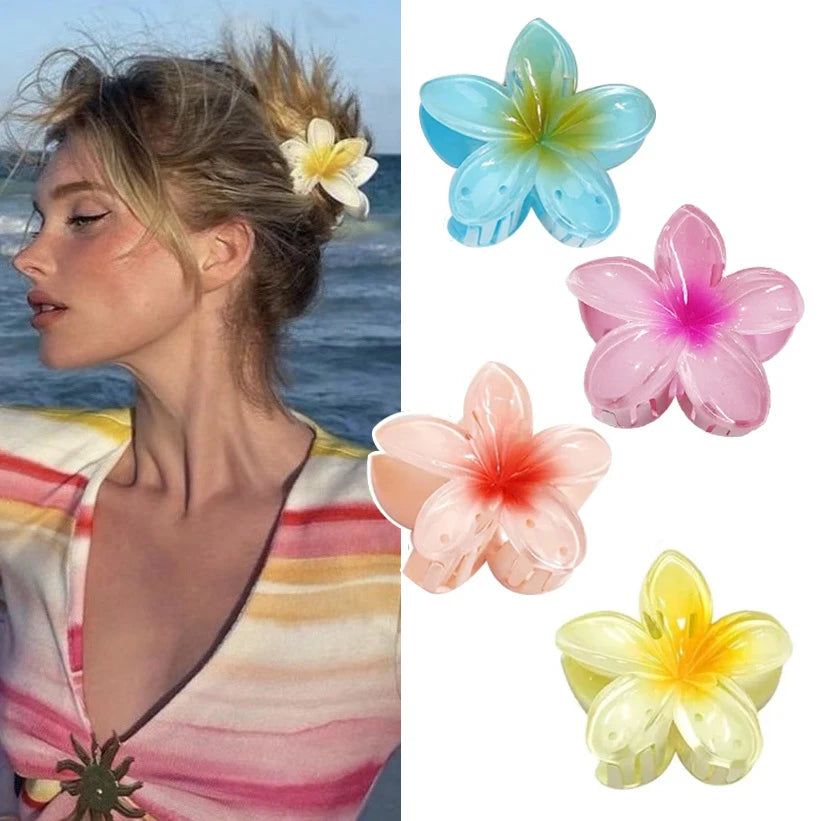 Bohemian Flower Hair Claw Clip For Women Sweet Floral Hair Claws Crab Clamp Barrettes Hawaiian Headw