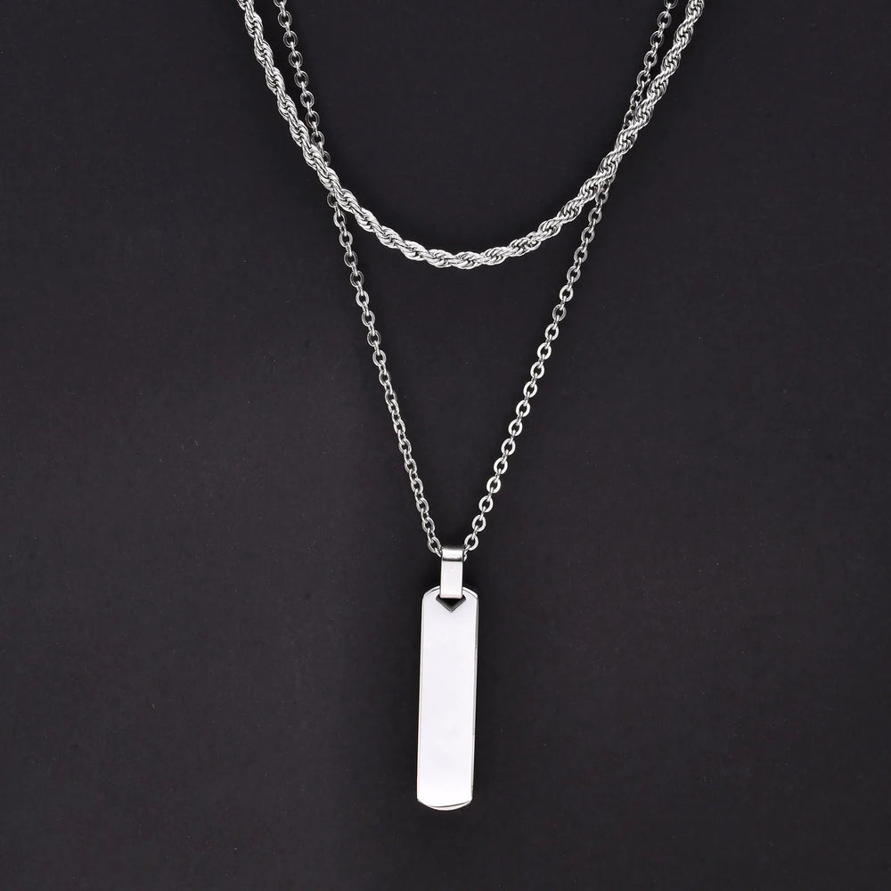2pcs Vertical Layer Necklaces for Men Boys,Wateproof Stainless Steel Cuban Chain Co additional angle