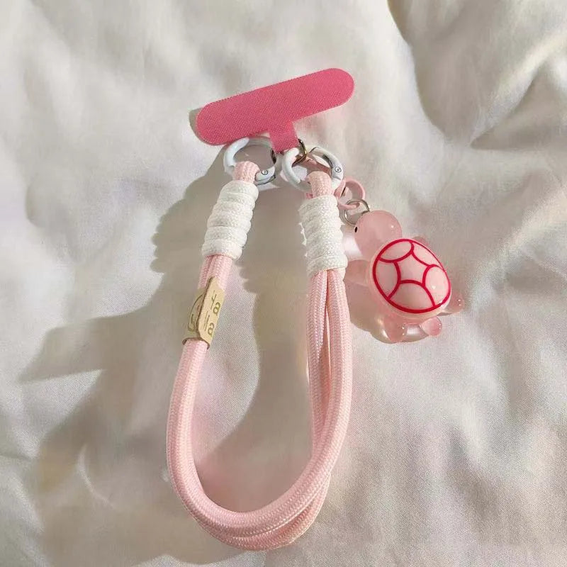 Universal Braided Mobile Phone Lanyard Strap Cartoon Turtle Hanging Key Chain Cord wit close-up view