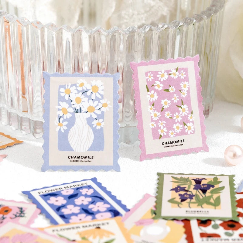 Flower Post Office Decorative Sticker Set | 46pcs Paper Stickers for Scrapbooking and lifestyle view