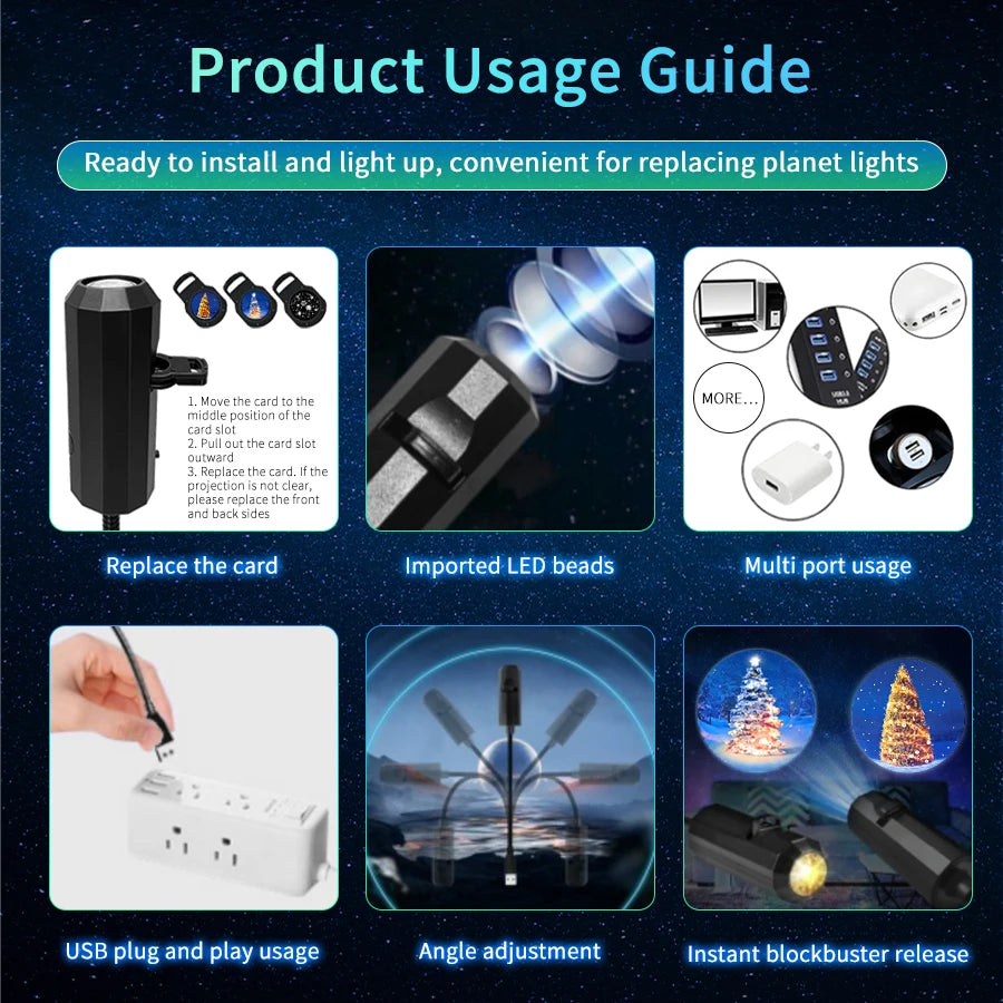 USB Projection Lamp with Switchable Pattern Design | LED Night Light for Christmas Ha lifestyle view