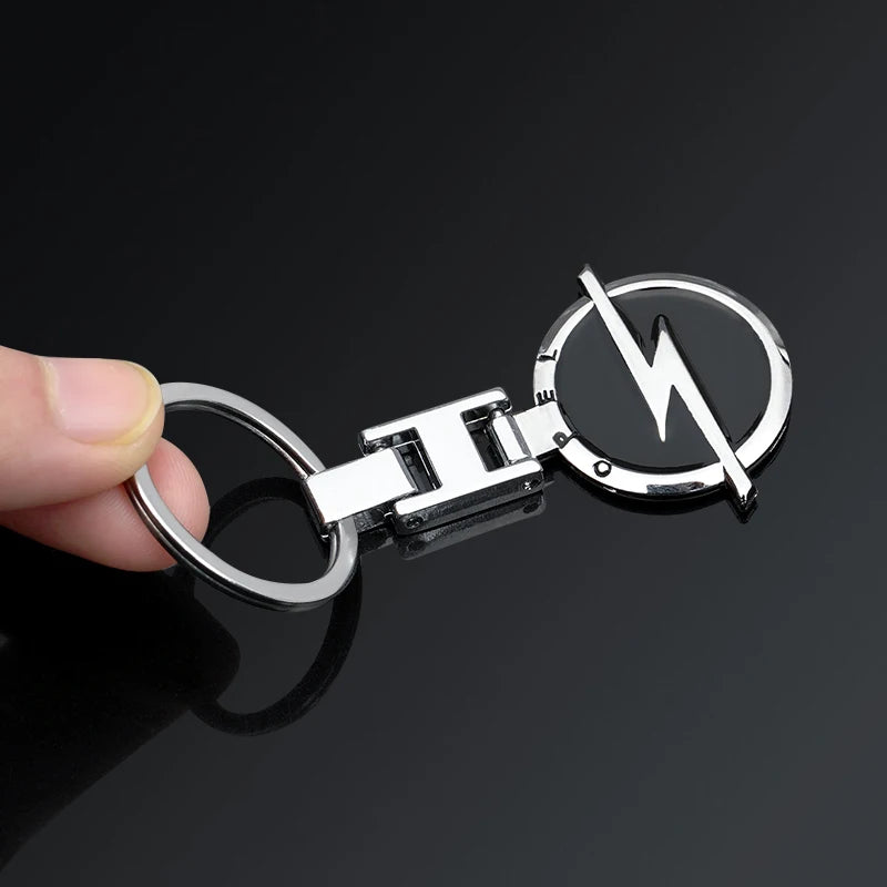 Opel Astra Keychain | Metal Emblem Key Ring for Vauxhall Fans close-up view