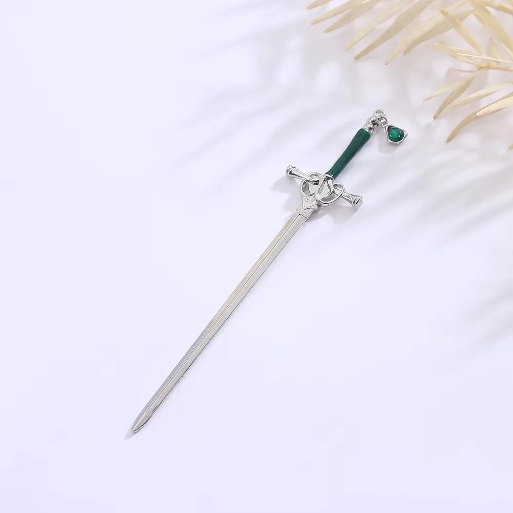 Chinese Style Sword Hairpin For Women Punk Ruby Hair Stick Ponytail Hair Pins Hairstyle Tools Daily Hair Accessories K-