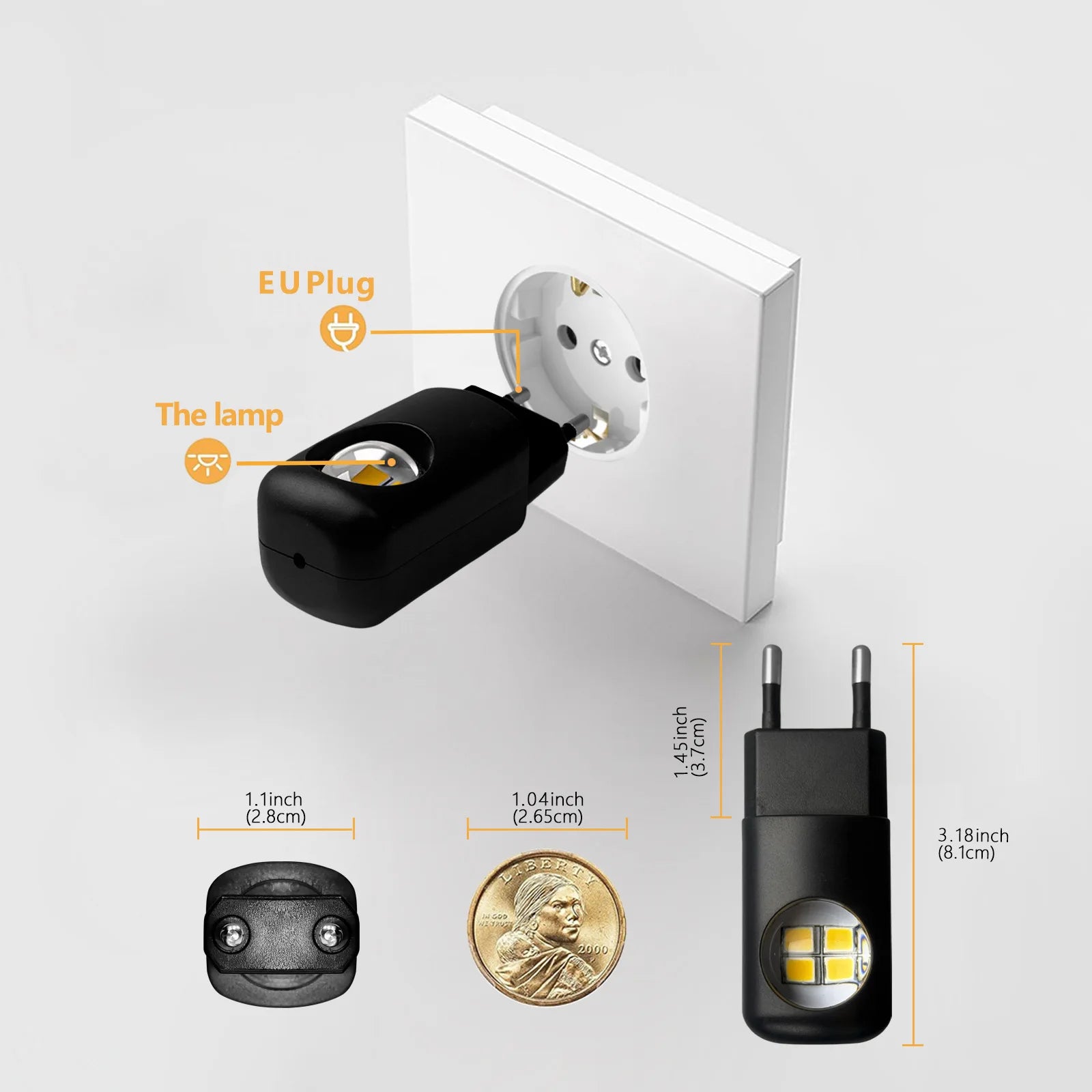 Mini LED Night Light with Twilight Sensor | Plug-In Wall Socket Lamp for Kids Room additional angle