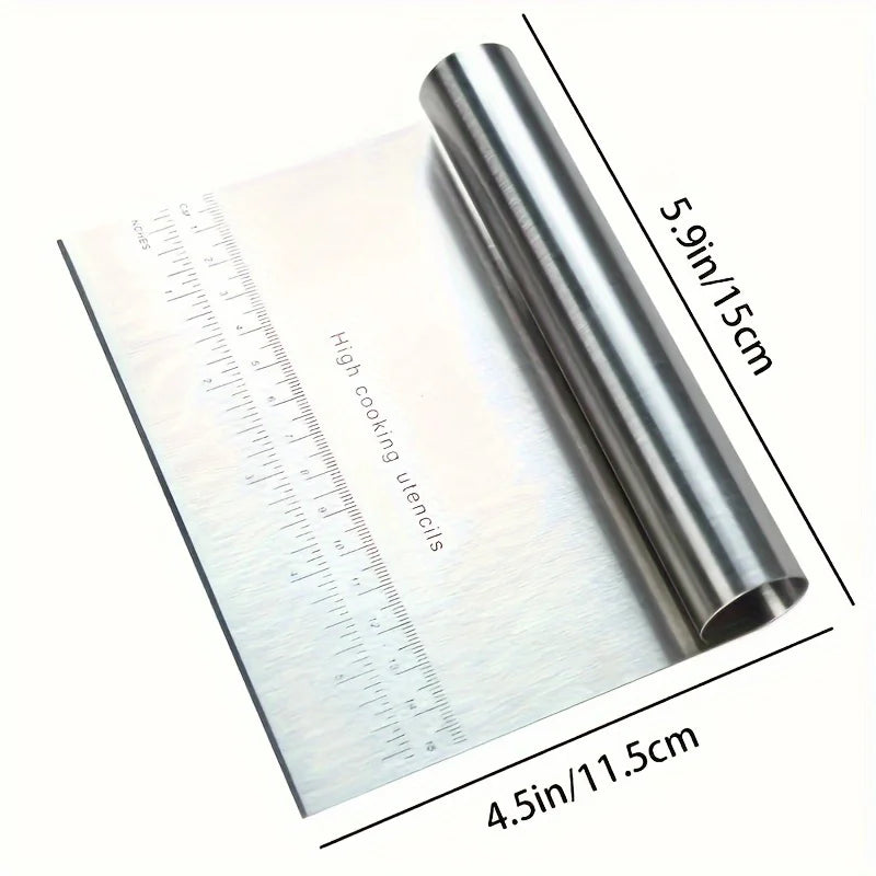 Stainless Steel Dough Cutter and Scraper | Kitchen Baking Tool with Scale alternate view