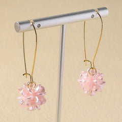 2PC Women's Fashion Trend DIY Pearl Petal Ball Earrings Outdoor Travel Carnival Banque close-up view