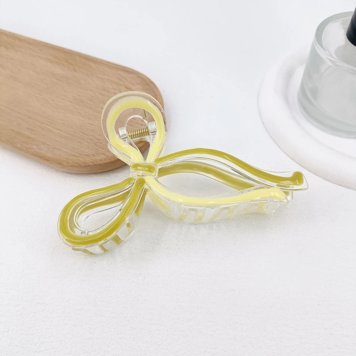 13cm Simple and Versatile Hollow Streamer Bow Ties Oil Dripping Plastic Hair Claw Clip Hairpin Hair Accessories for Women