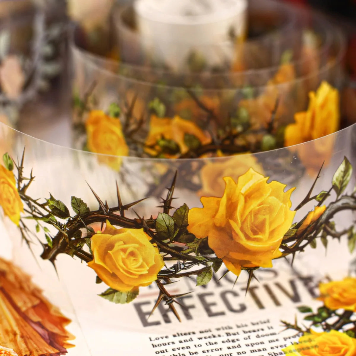 Floral Theme Decorative Adhesive Tapes | Scrapbooking and Craft Stickers close-up view