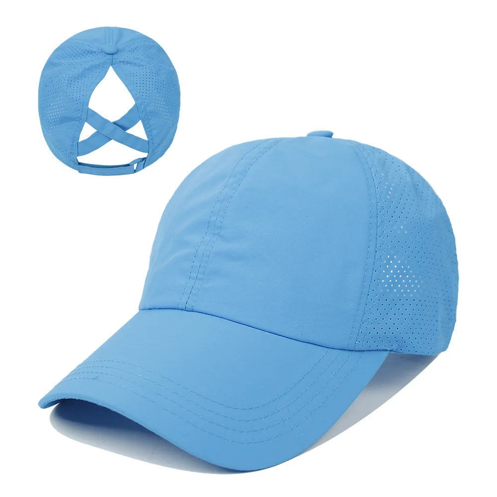 Women's High Ponytail Mesh Baseball Cap | Quick-Dry Breathable Sun Hat for Outdoor Sp alternate view