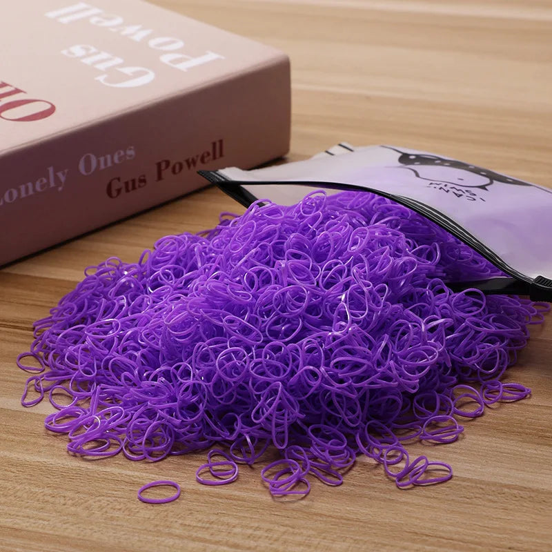 500/1000/2000pcs Girls Colourful Disposable Rubber Band Hair Ties Headband Children Pony detail view