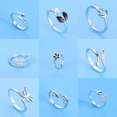 925 Sterling Silver Zircon Adjustable Ring | Women's Cocktail Jewelry