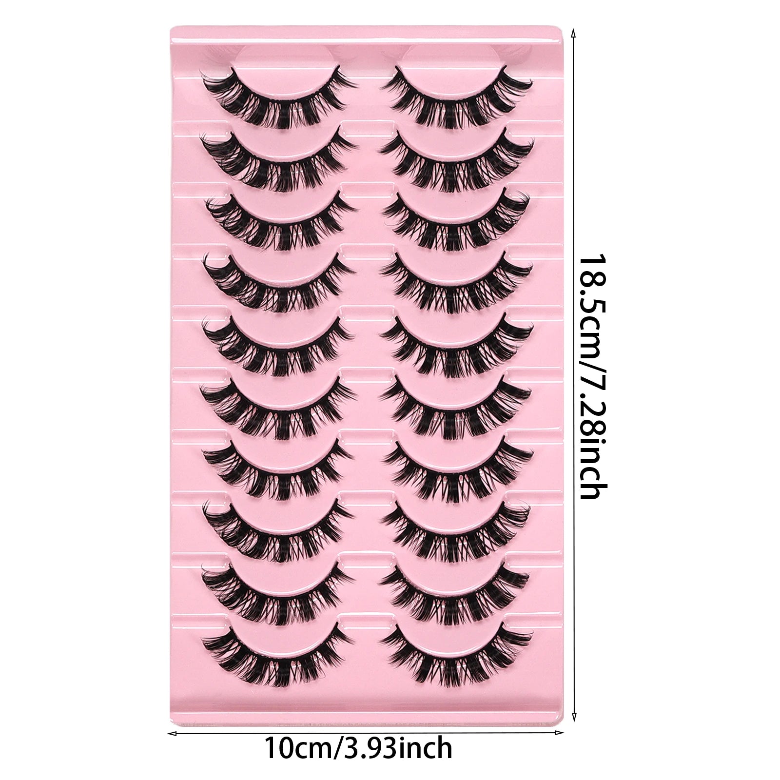 10 Pairs Messy Fluffy Russian False Eyelashes DD Deep Curl Hybrid Faux Mink Volume Str close-up view