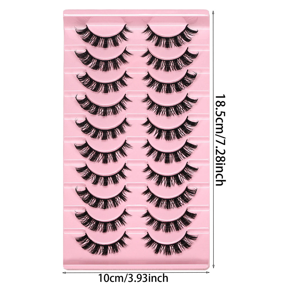 10 Pairs Messy Fluffy Russian False Eyelashes DD Deep Curl Hybrid Faux Mink Volume Str close-up view