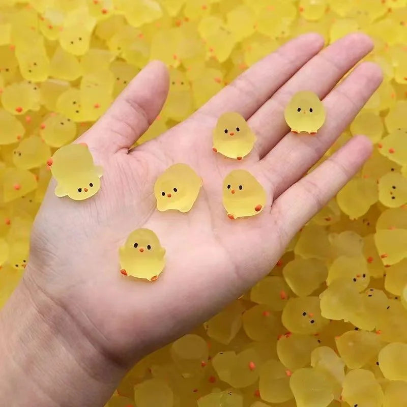 10-30PCS Mini Fluorescence Chicken Moss Toy Microlandscape Miniature Chick Figurines Fai detail view