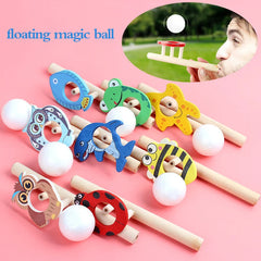 1Pc Wood Floating Blow Pipe Ball Game Toy Board Game for Children Balance Training Floating Blowing