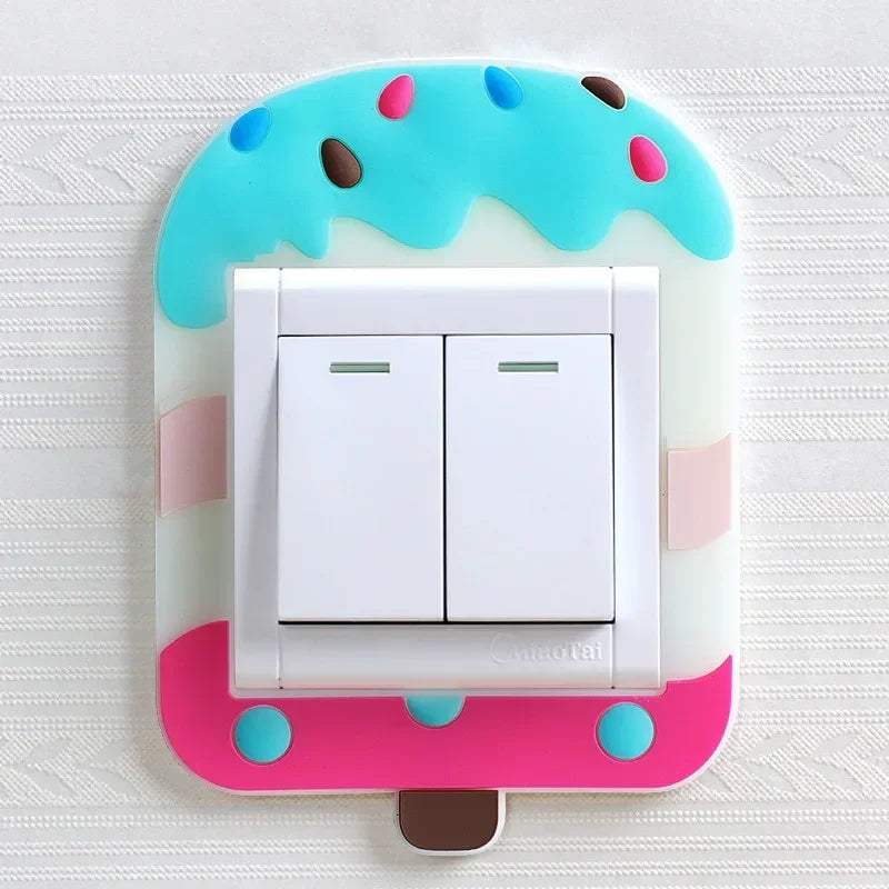 Luminous Silicone Switch Cover | Kawaii Cartoon Animal 3D Sticker for Kids Room additional angle