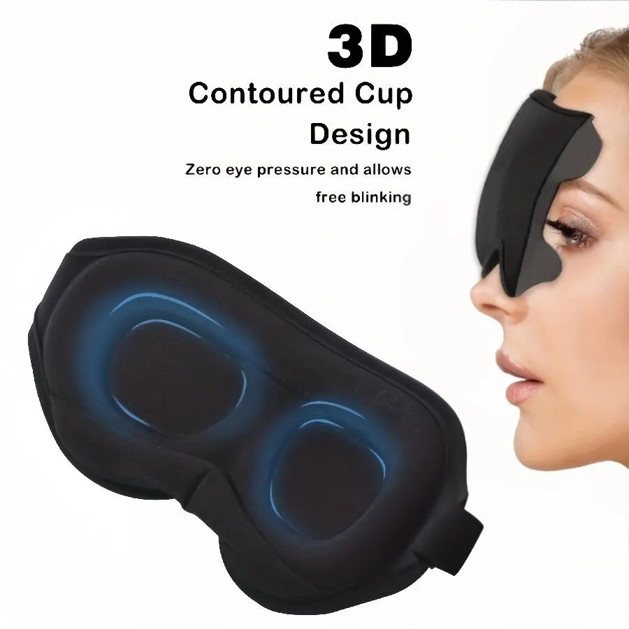 3D Contoured Sleep Mask for Adults and Kids | Light Blocking Eye Cover close-up view
