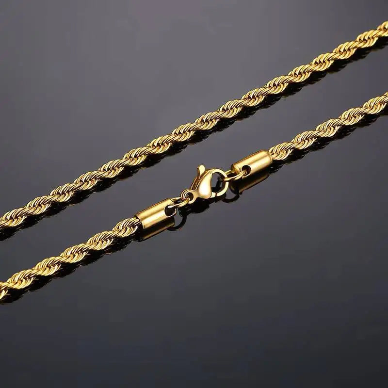 Vnox Twist Rope Chain Necklace for Men Women | Waterproof Stainless Steel Unisex Ch additional angle