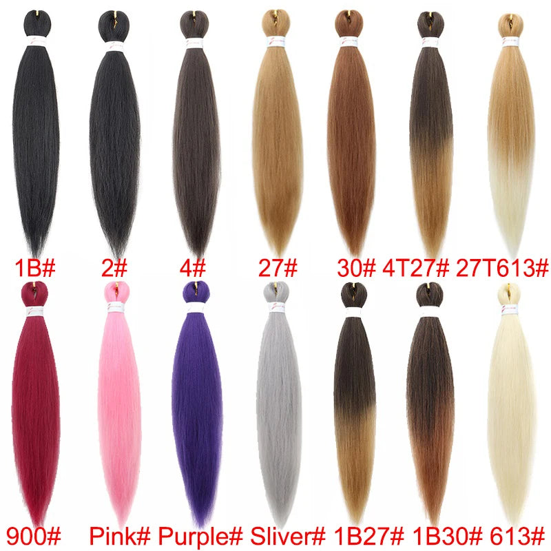 20Inch Synthetic Pre Stretched Braiding Ombre Hair Extension for Black Women Yaki Straig detail view