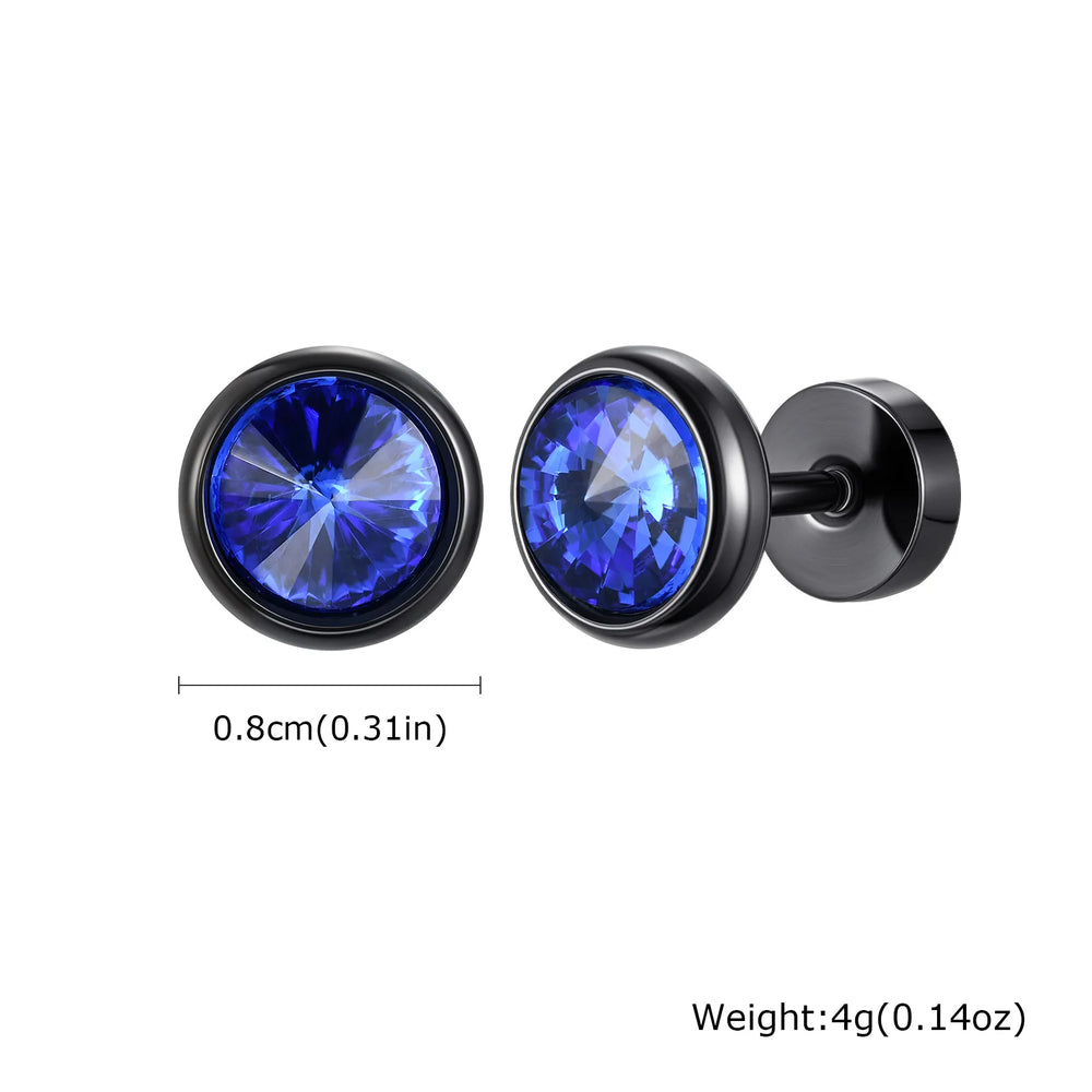 Anti Allergy Round Zircon Stud Earring for Men,AAA CZ Stone Stainless Steel Ear Stud,Hip detail view
