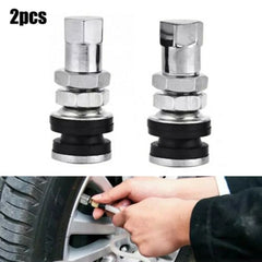 Silver Short Tire Valve Stems 2-Pack close-up view