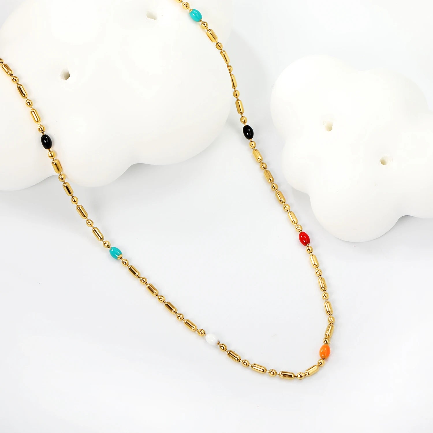 LUXUKISSKIDS Sweet Multicolor Drip-Oil Beads Necklace Women's Bohemia Stylish Clavicl alternate view