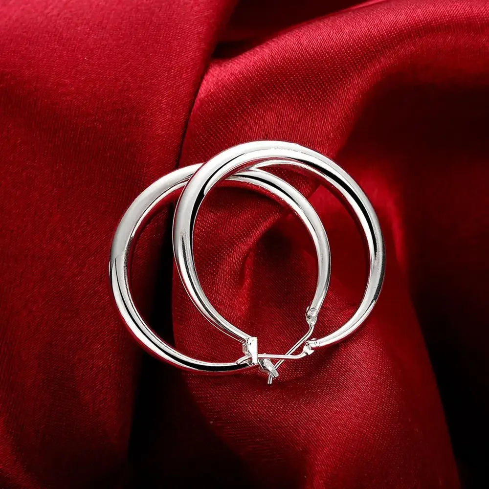 Top Quality 925 Sterling Silver Earrings Simple Round Circle Hoop Earrings For Woman Fas detail view