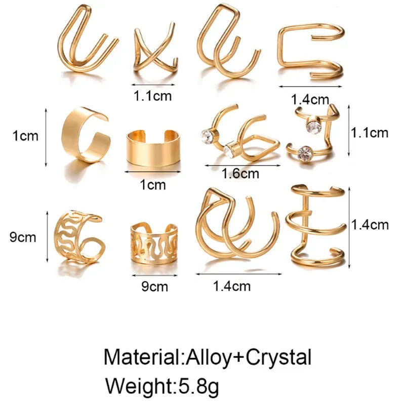 12PCS Hair Cuffs Beads for Braid Rhinestone Hair Piercing Rings Pigtails Decorations f close-up view