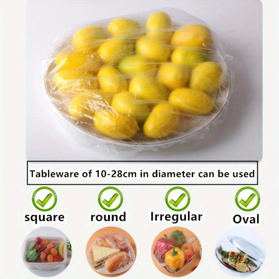 100 Piece Disposable Fresh Keeping Cover | Plastic Food Storage Covers Reusable Bowl Cov detail view