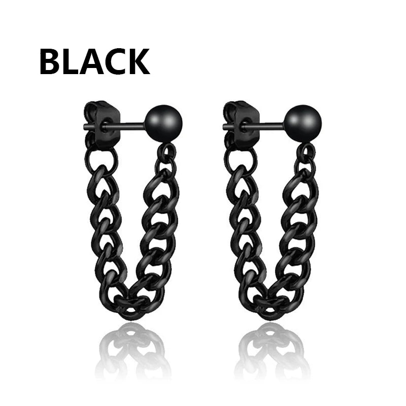 2pc Korean Fashion Punk Rock Cross Feather Stud Earrings for Women And Men High Quality Stainless Steel Hip Hop Ear Jewelry