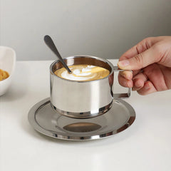 1pc 180/200ml Coffee Cup Double Layer Hot Resistant Coffee Cup Set Stainless Steel Te alternate view