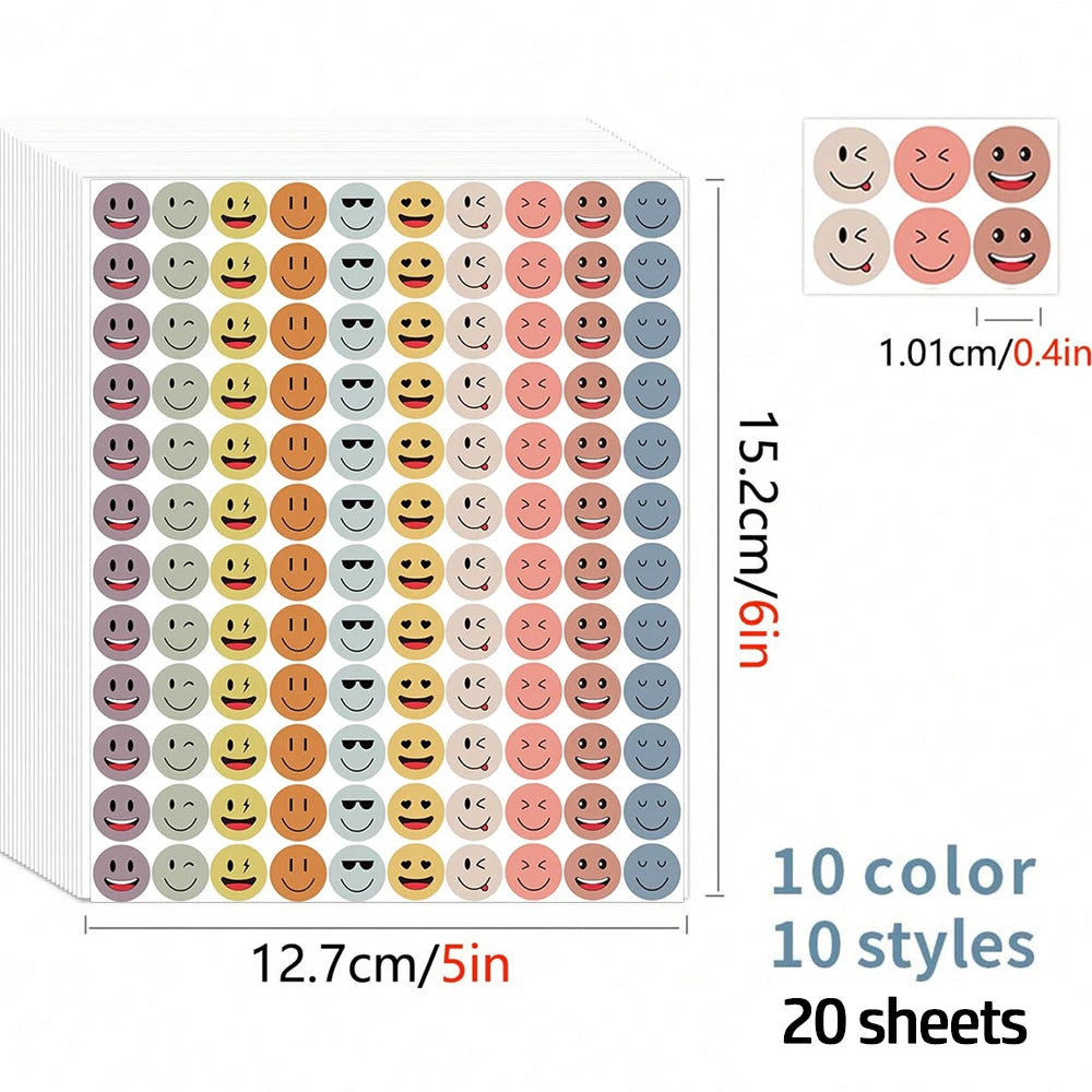 Reward Stickers for Children Cute Smile Face Diary DIY Colorful Scrapbooking Handmade lifestyle view