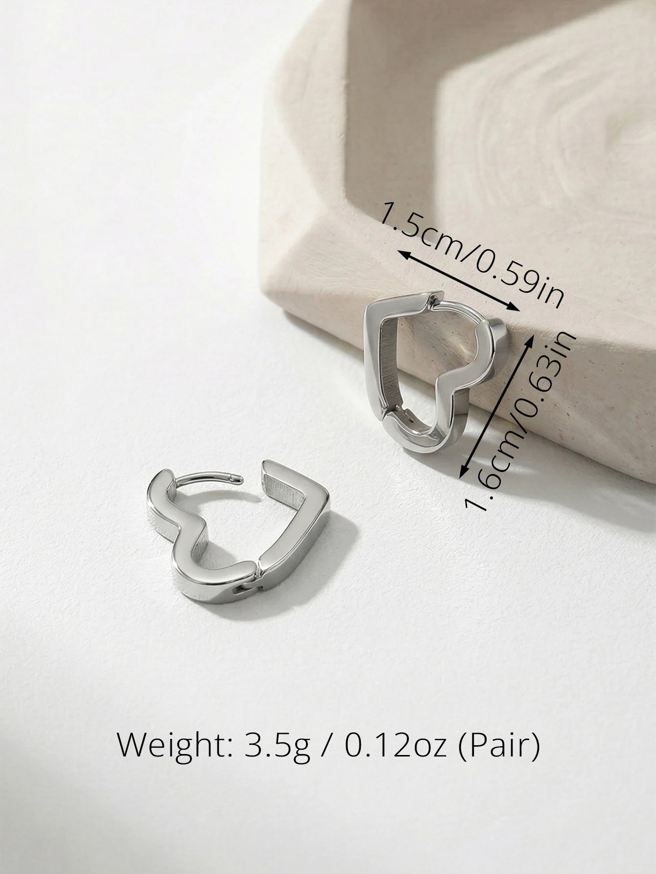 Unisex Stainless Steel Rectangular Hoop Earrings for Men Women Punk Rock Triangle Hug alternate view