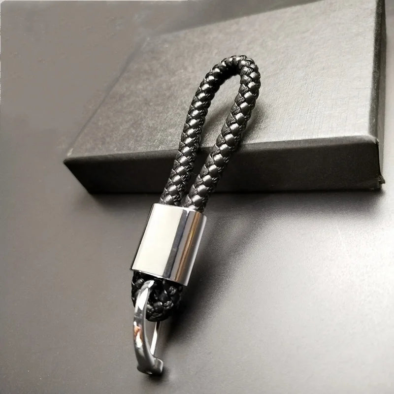 Detachable Leather Car Keychain | 360 Degree Rotating Metal Key Ring for Honda Audi additional angle