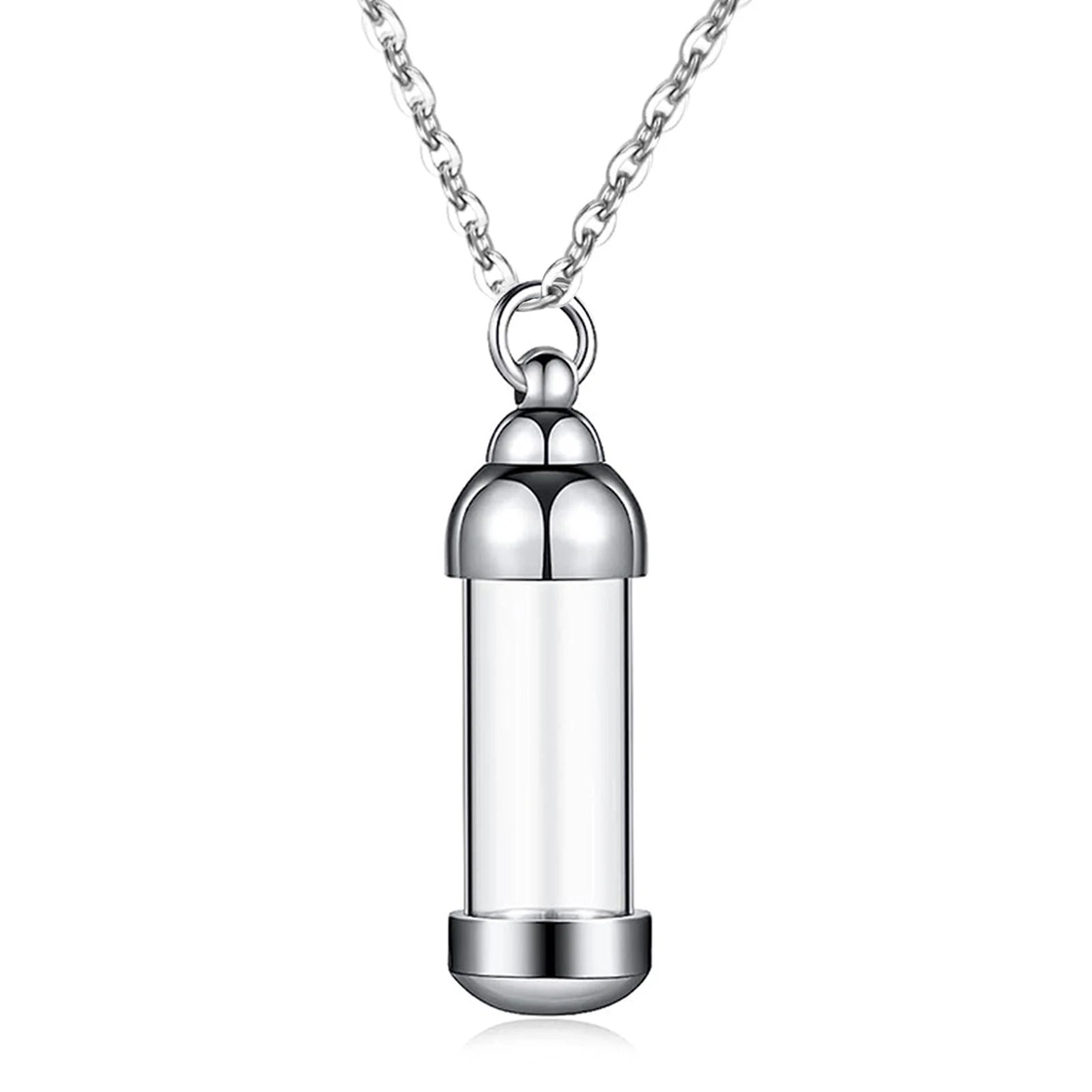Vial Necklace for Ashes Small Glass Cremation Urn Container That Holds Fur Hair Pet As close-up view