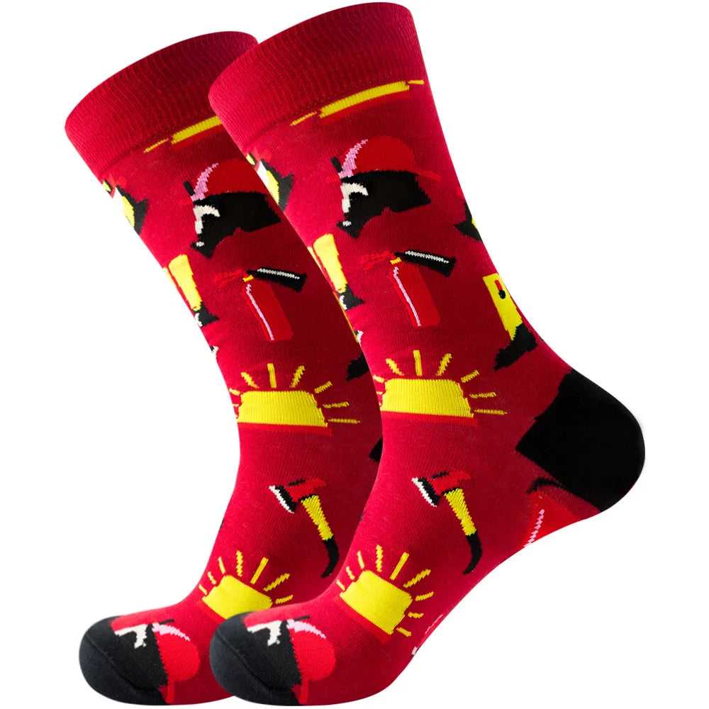 New Happy Mens Socks Women Novelty Cartoon Sock Combed Cotton Funny Men's Big Size additional angle
